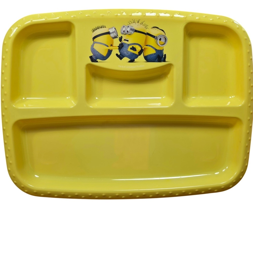 Zak Designs Minions Despicable Me Yellow Divided Kids Meal Tray Plate 4 Section